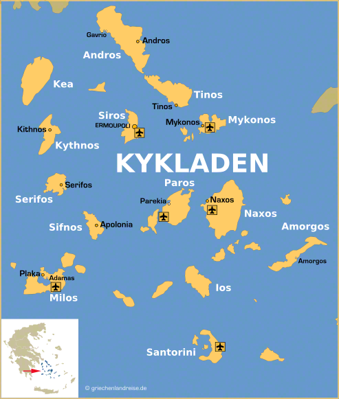 Landkarte der Kykladen