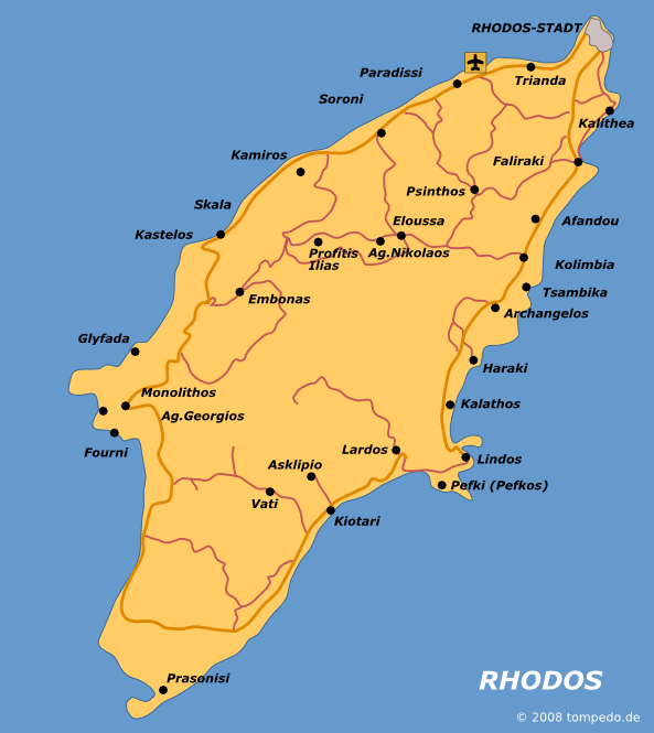 Landkarte von Rhodos