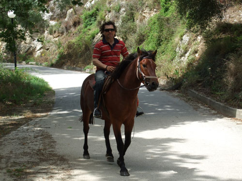 Unterhalb von Perdika, in Karavostasi, ist Reiten nicht nur eine Touristenattraktion