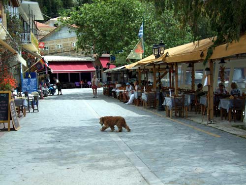 Die Restaurantmeile am Fischerhafen von Vasiliki